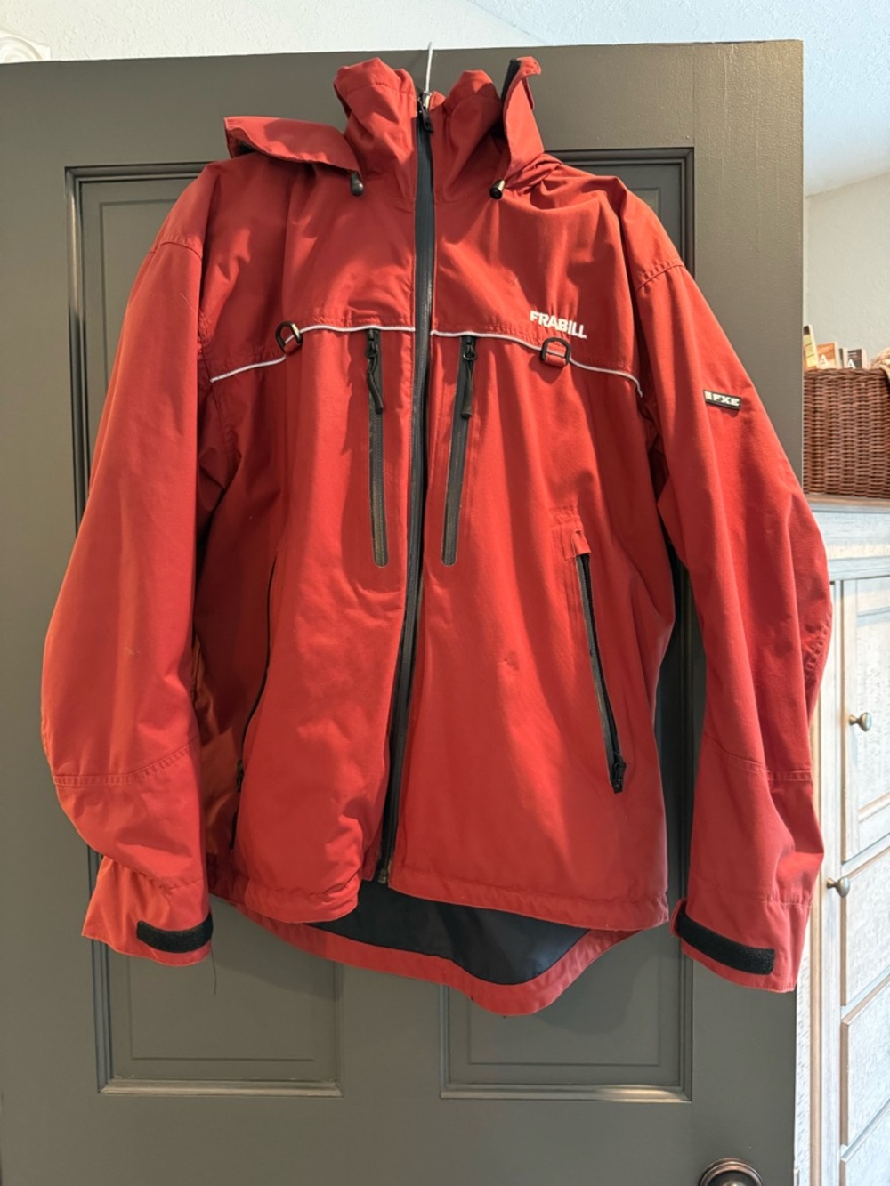 Men's Frabill FXE Red Waterproof Raincoat with Hood Size M
